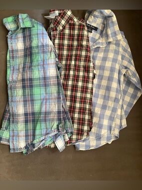 3 boys shirts, Janie and Jack Plaid Button-Down size 6, brooks brothers check xs